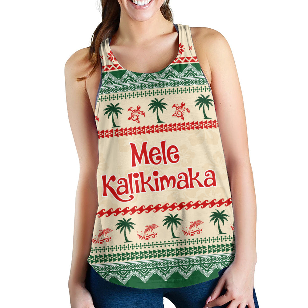 Hawaii Women Tank Mele Kalikimaka King Kamehameha Santa Polynesian Tribal Heritage