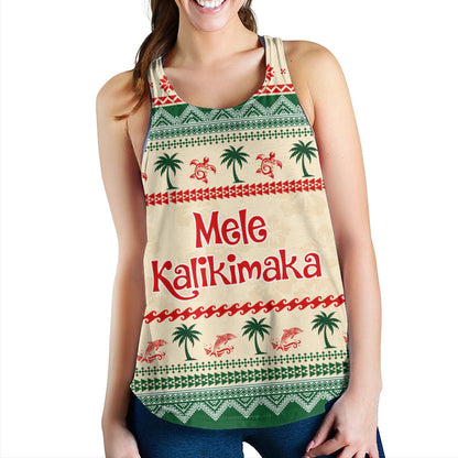 Hawaii Women Tank Mele Kalikimaka King Kamehameha Santa Polynesian Tribal Heritage
