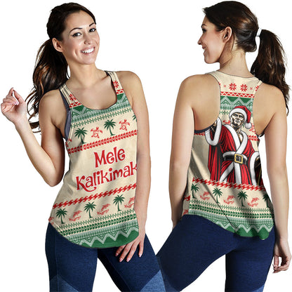 Hawaii Women Tank Mele Kalikimaka King Kamehameha Santa Polynesian Tribal Heritage
