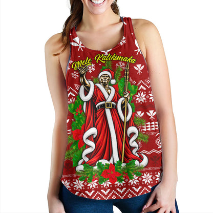 Hawaii Women Tank Mele Kalikimaka King Kamehameha Santa Polynesian Holiday Spirit