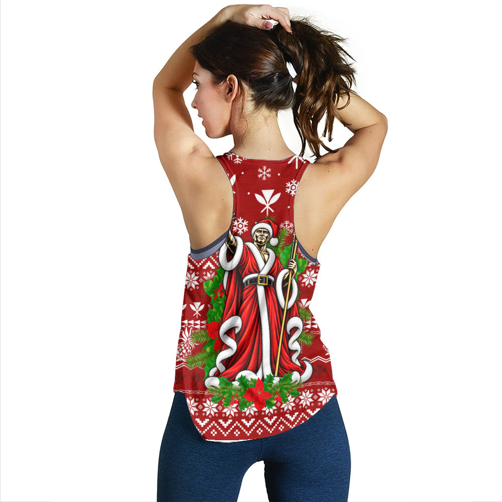 Hawaii Women Tank Mele Kalikimaka King Kamehameha Santa Polynesian Holiday Spirit