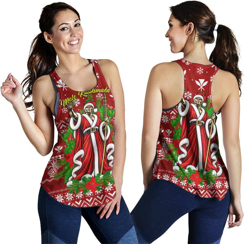 Hawaii Women Tank Mele Kalikimaka King Kamehameha Santa Polynesian Holiday Spirit