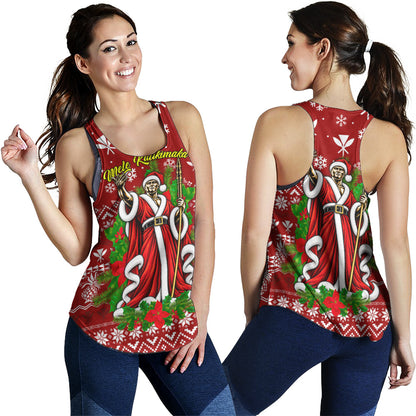 Hawaii Women Tank Mele Kalikimaka King Kamehameha Santa Polynesian Holiday Spirit