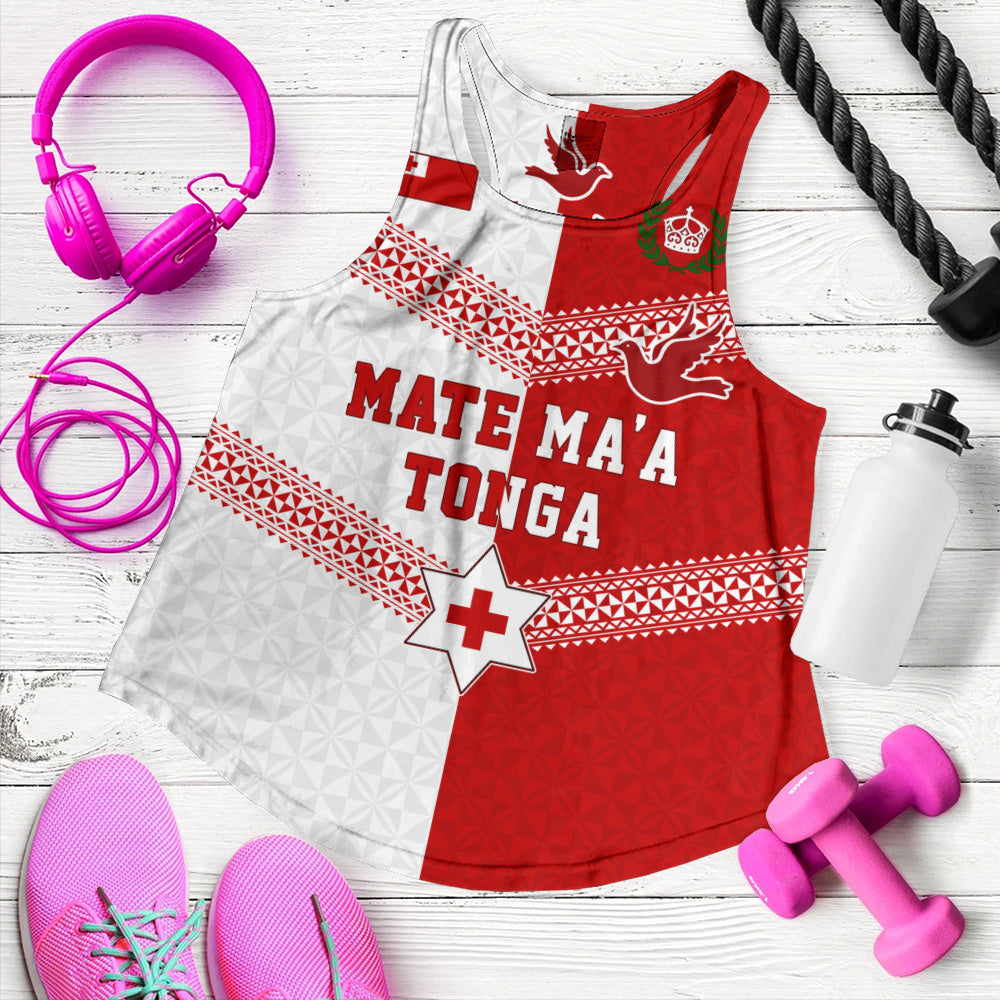 Tonga Women Tank Mate Ma'a Tonga Rugby Ngatu Tribal Half Style