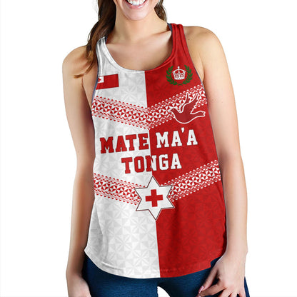 Tonga Women Tank Mate Ma'a Tonga Rugby Ngatu Tribal Half Style