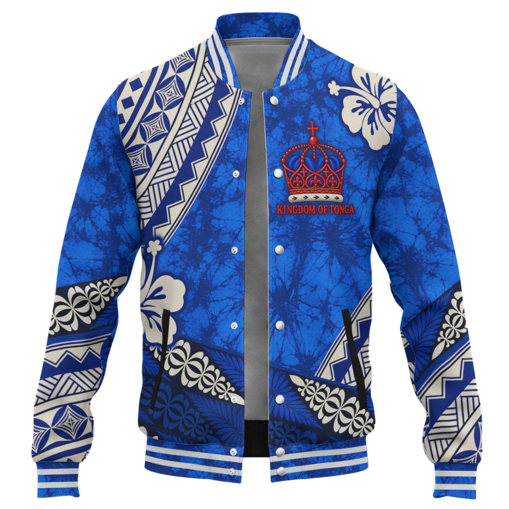Tonga Baseball Jacket Kingdom Crown Polynesian Floral Pride