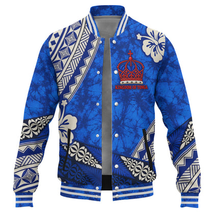 Tonga Baseball Jacket Kingdom Crown Polynesian Floral Pride