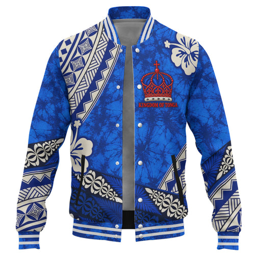 Tonga Baseball Jacket Kingdom Crown Polynesian Floral Pride