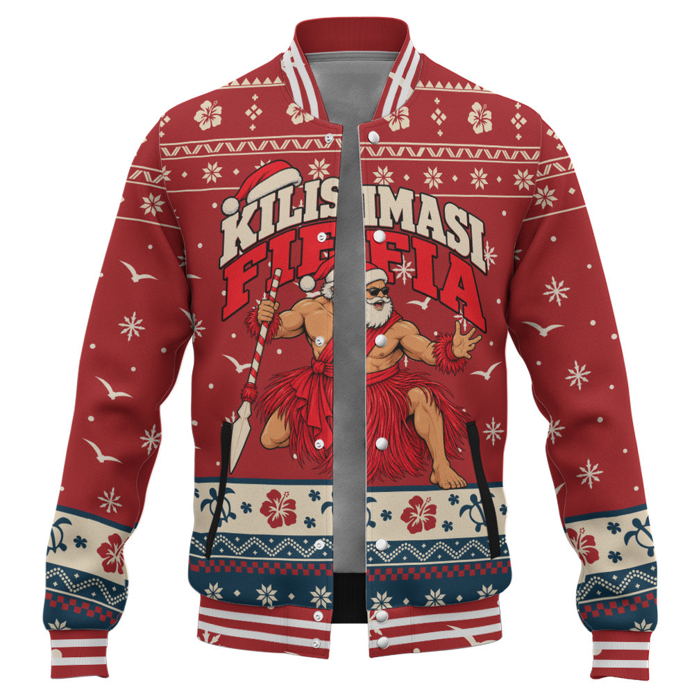 Tonga Baseball Jacket Ugly Christmas Kilisimasi Fiefia Tongan Warrior Santa