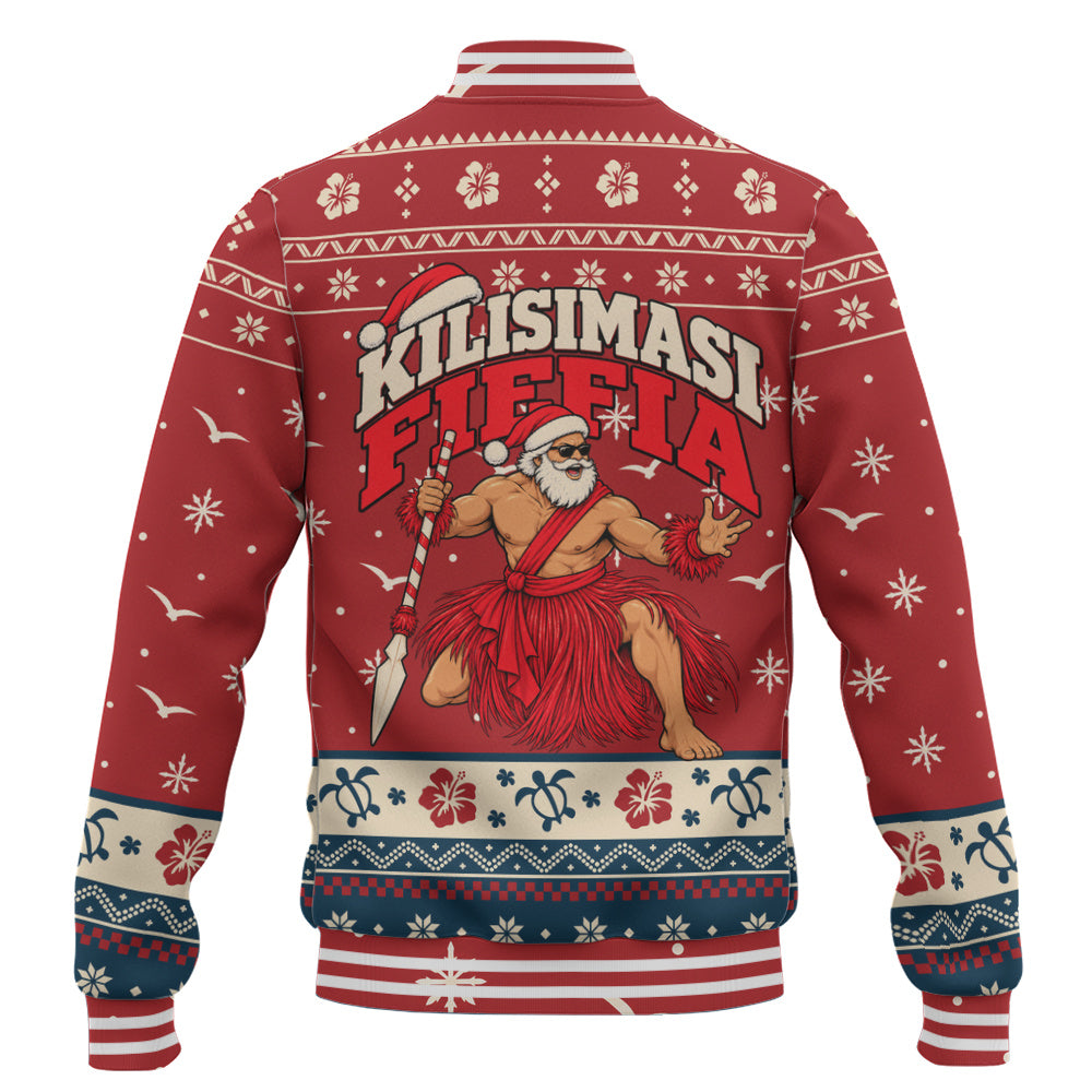 Tonga Baseball Jacket Ugly Christmas Kilisimasi Fiefia Tongan Warrior Santa