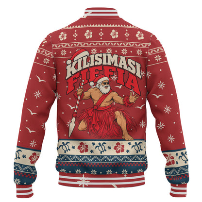 Tonga Baseball Jacket Ugly Christmas Kilisimasi Fiefia Tongan Warrior Santa