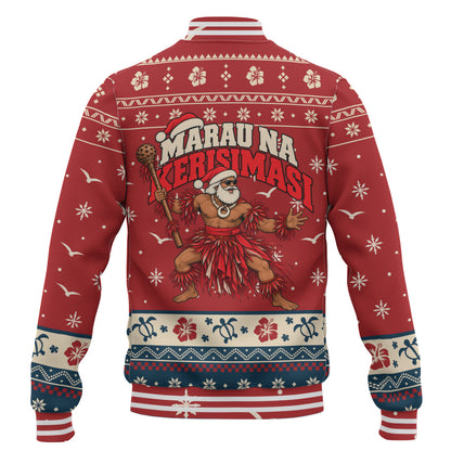 Fiji Baseball Jacket Ugly Christmas Marau na Kerisimasi Fijian Warrior Santa