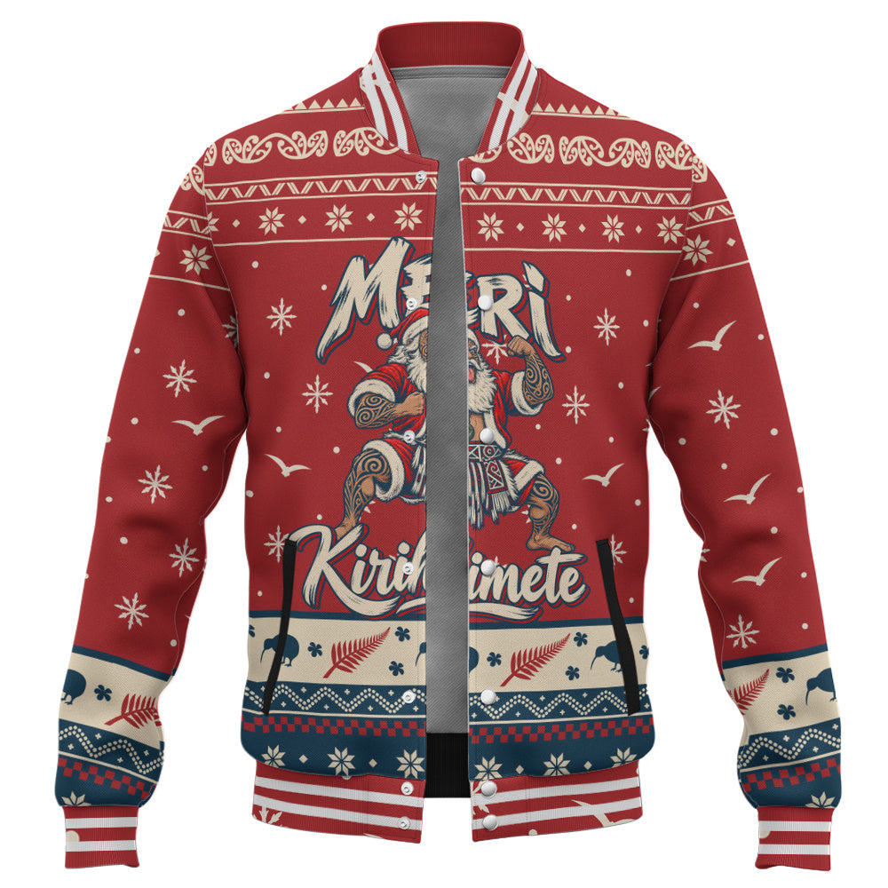 New Zealand Baseball Jacket Ugly Christmas Meri Kirihimete Maori Haka Santa