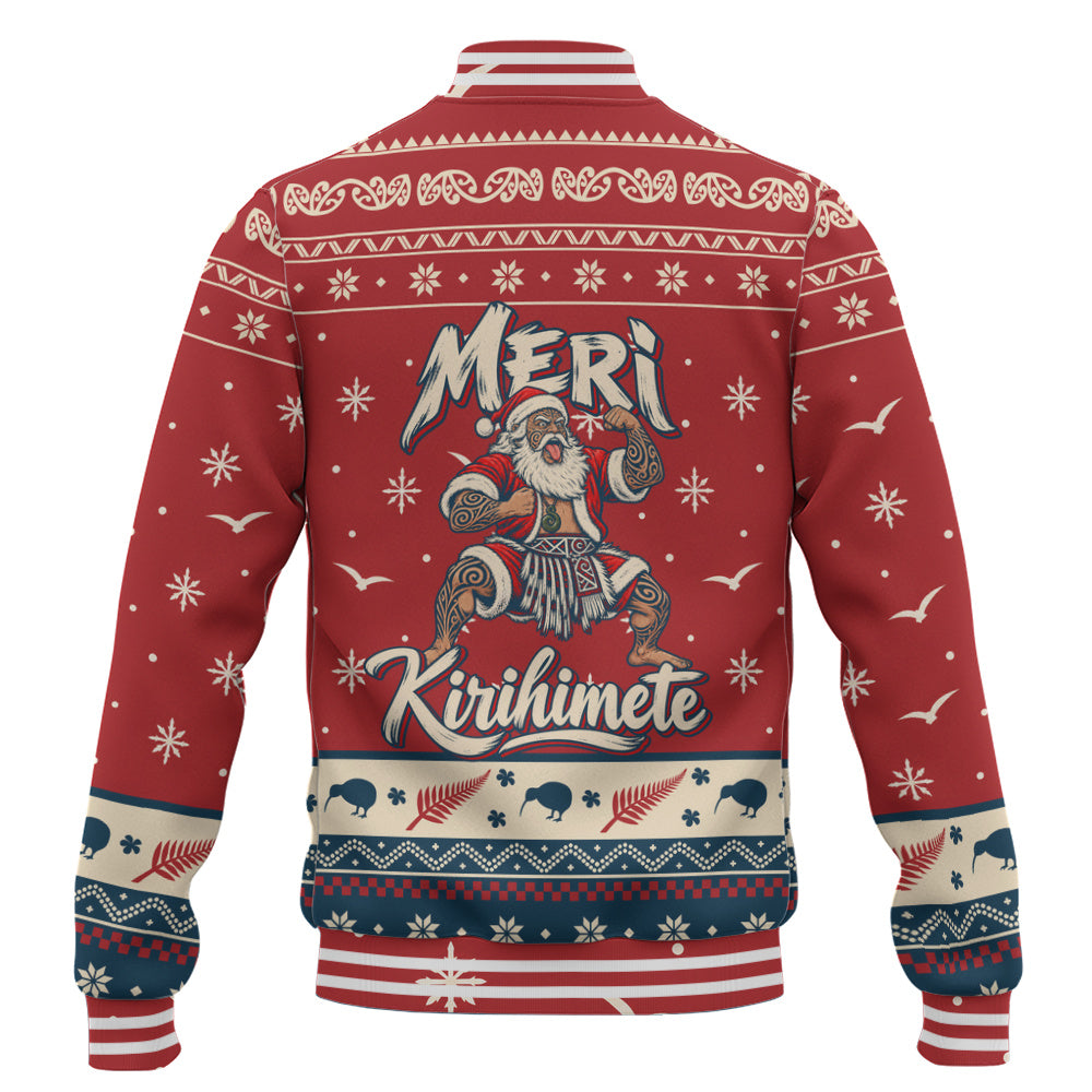 New Zealand Baseball Jacket Ugly Christmas Meri Kirihimete Maori Haka Santa