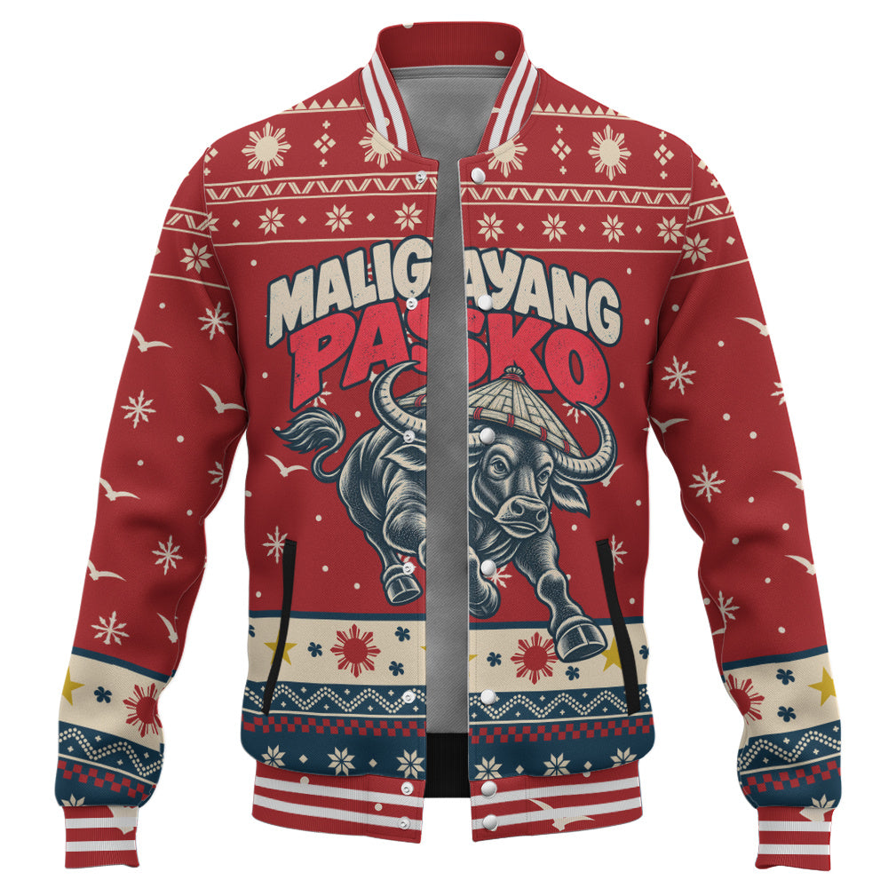 Philippines Filipinos Baseball Jacket Ugly Christmas Maligayang Pasko Filipino Carabao