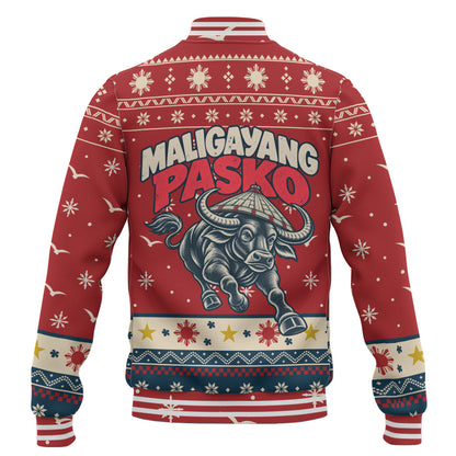 Philippines Filipinos Baseball Jacket Ugly Christmas Maligayang Pasko Filipino Carabao