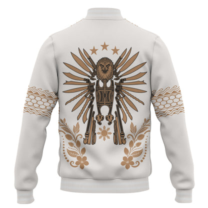 Philippines Filipinos Baseball Jacket Sampaguita With Eagle Sun Filipino Heritage