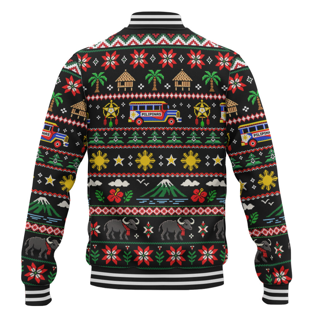 Philippines Filipinos Baseball Jacket Maligayang Pasko Pattern Style