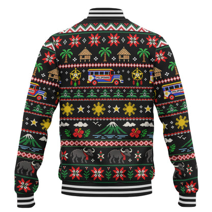 Philippines Filipinos Baseball Jacket Maligayang Pasko Pattern Style
