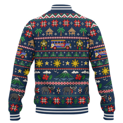 Philippines Filipinos Baseball Jacket Maligayang Pasko Pattern Style