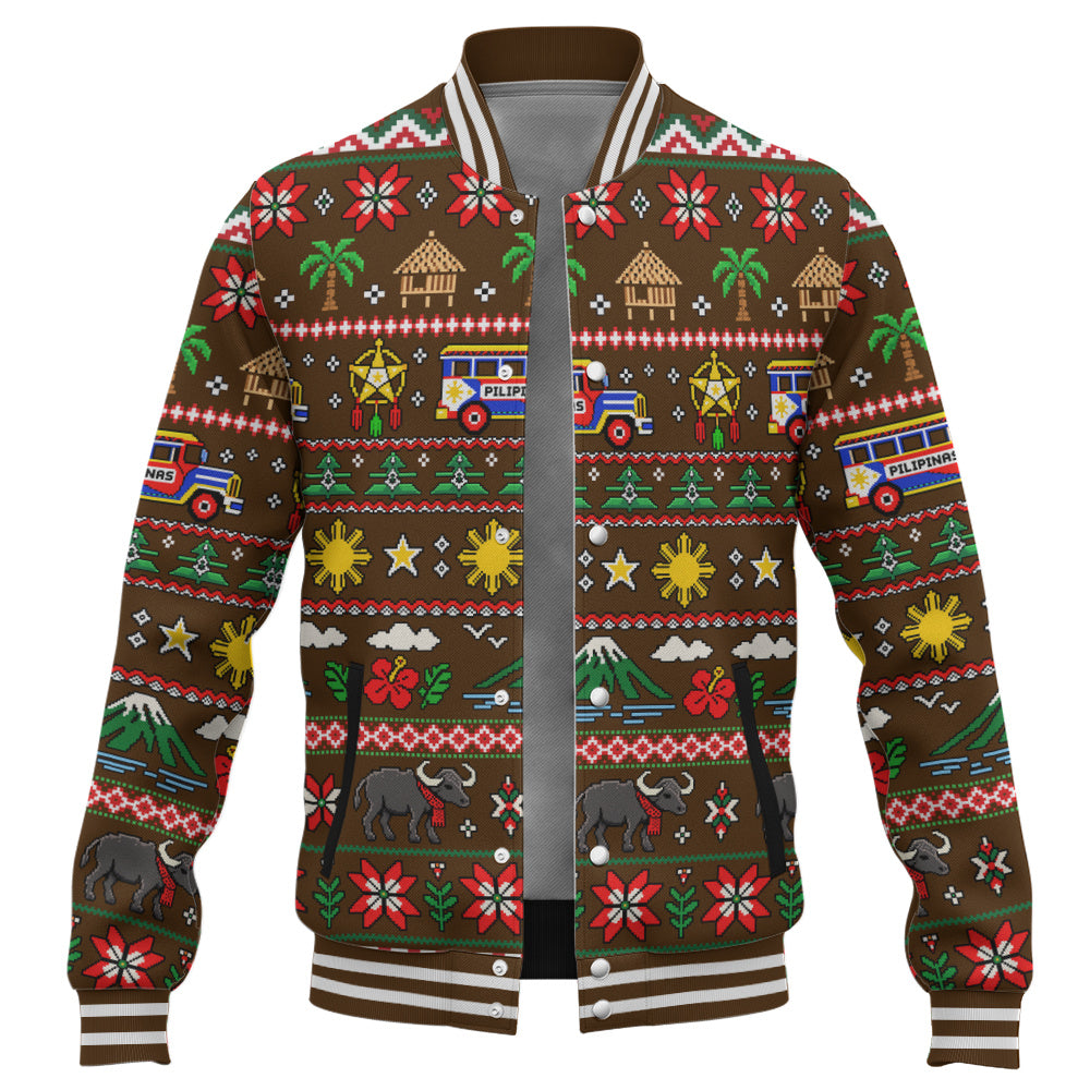 Philippines Filipinos Baseball Jacket Maligayang Pasko Pattern Style