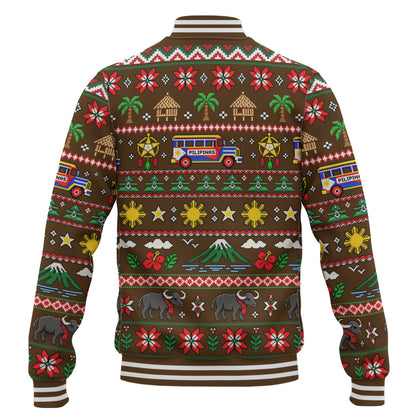 Philippines Filipinos Baseball Jacket Maligayang Pasko Pattern Style