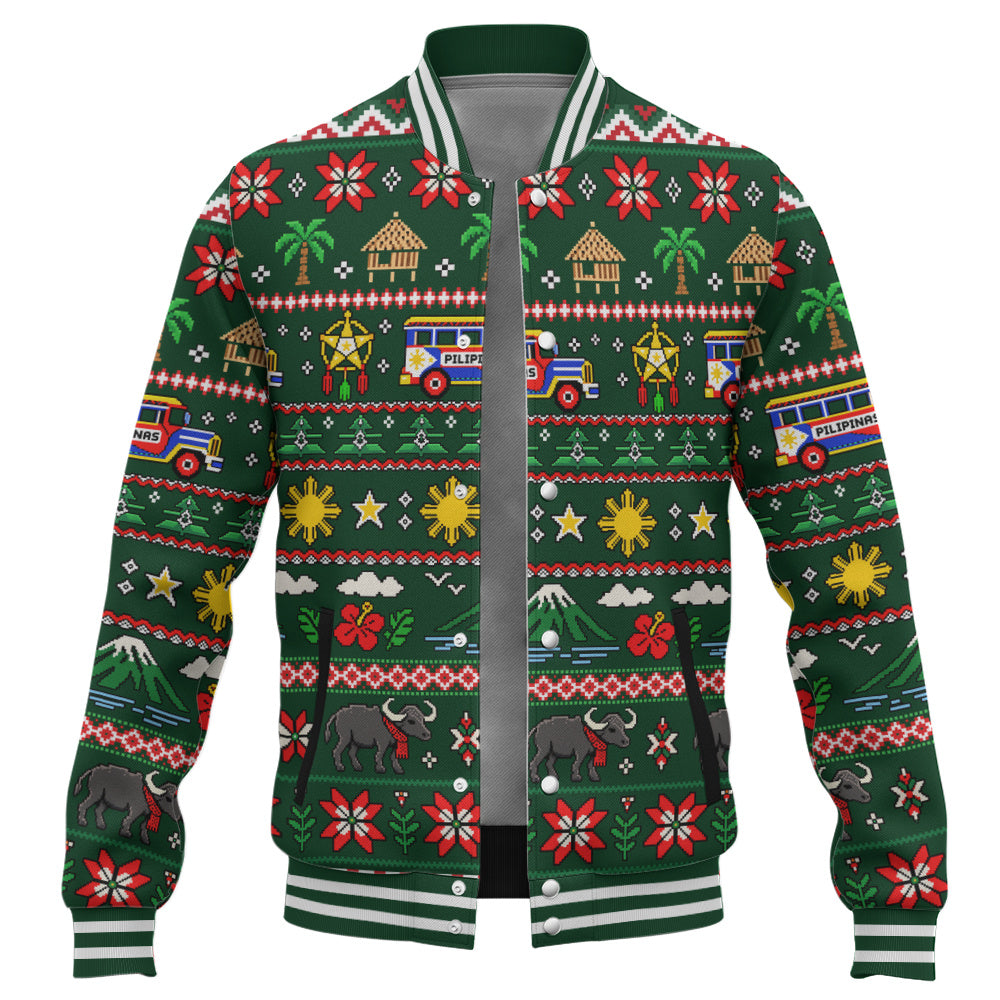 Philippines Filipinos Baseball Jacket Maligayang Pasko Pattern Style