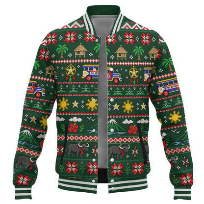 Philippines Filipinos Baseball Jacket Maligayang Pasko Pattern Style