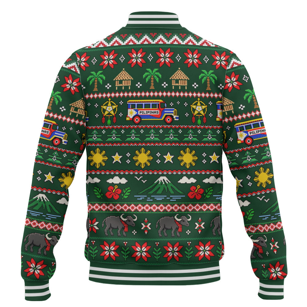 Philippines Filipinos Baseball Jacket Maligayang Pasko Pattern Style