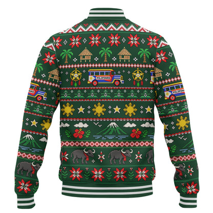 Philippines Filipinos Baseball Jacket Maligayang Pasko Pattern Style