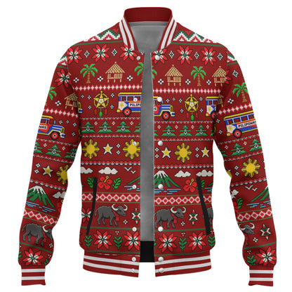 Philippines Filipinos Baseball Jacket Maligayang Pasko Pattern Style
