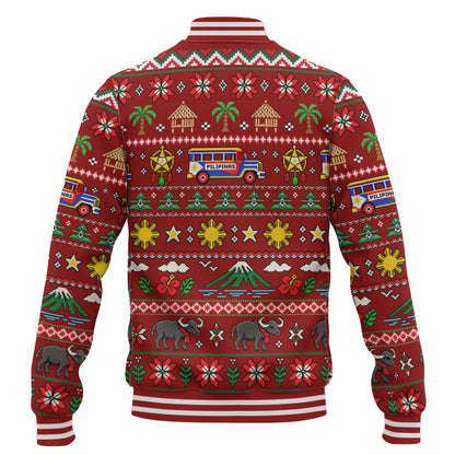 Philippines Filipinos Baseball Jacket Maligayang Pasko Pattern Style