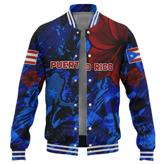 Puerto Rico Baseball Jacket Coqui Frog Flag Hibiscus Tropical Floral Pride