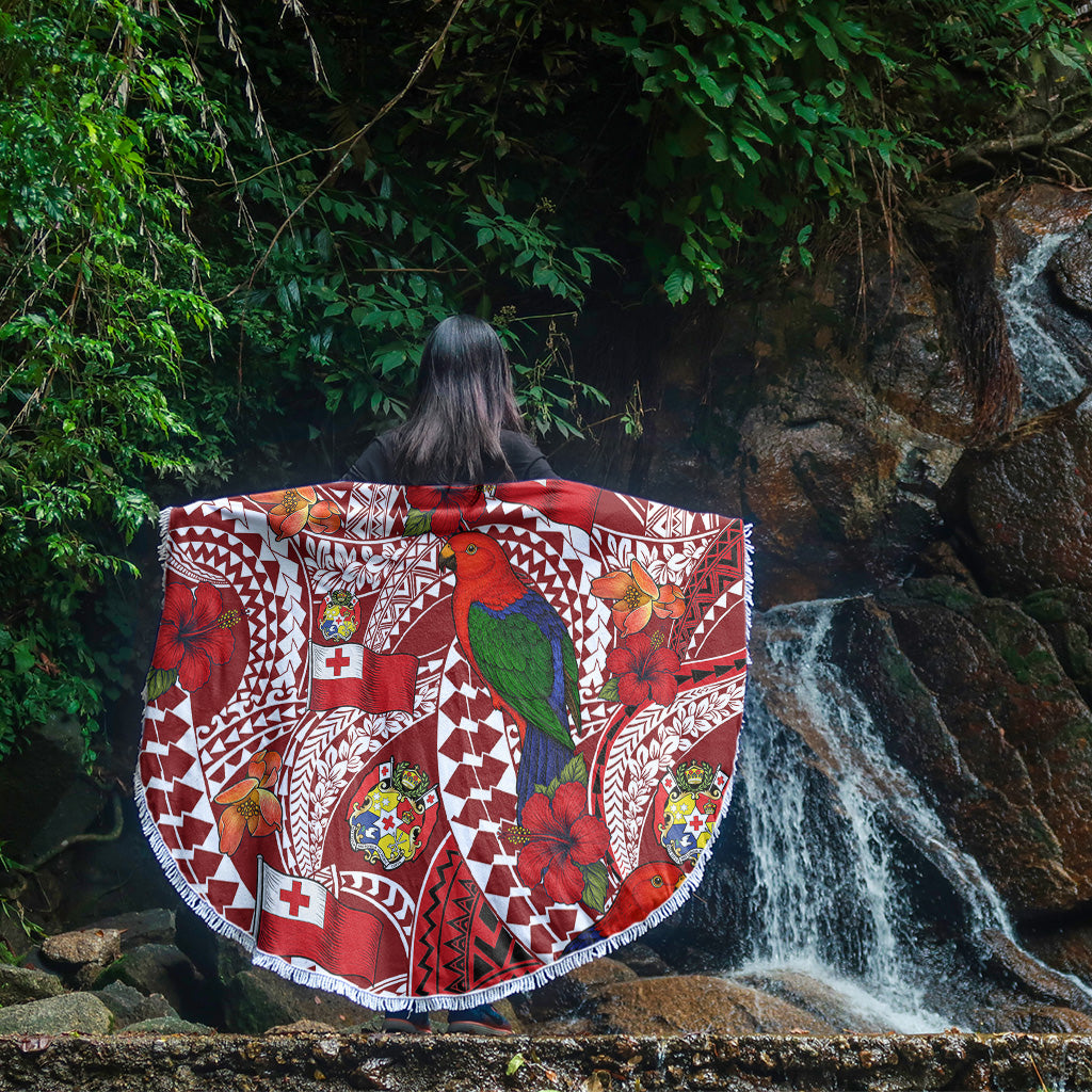 Tonga Beach Blanket Polynesian Red Shining Parrot Heilala Pattern