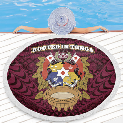 Tonga Beach Blanket Rooted In Tonga Coat Of Arms Kava Bowl Ngatu Style