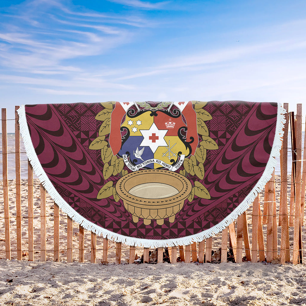 Tonga Beach Blanket Rooted In Tonga Coat Of Arms Kava Bowl Ngatu Style