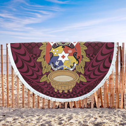 Tonga Beach Blanket Rooted In Tonga Coat Of Arms Kava Bowl Ngatu Style