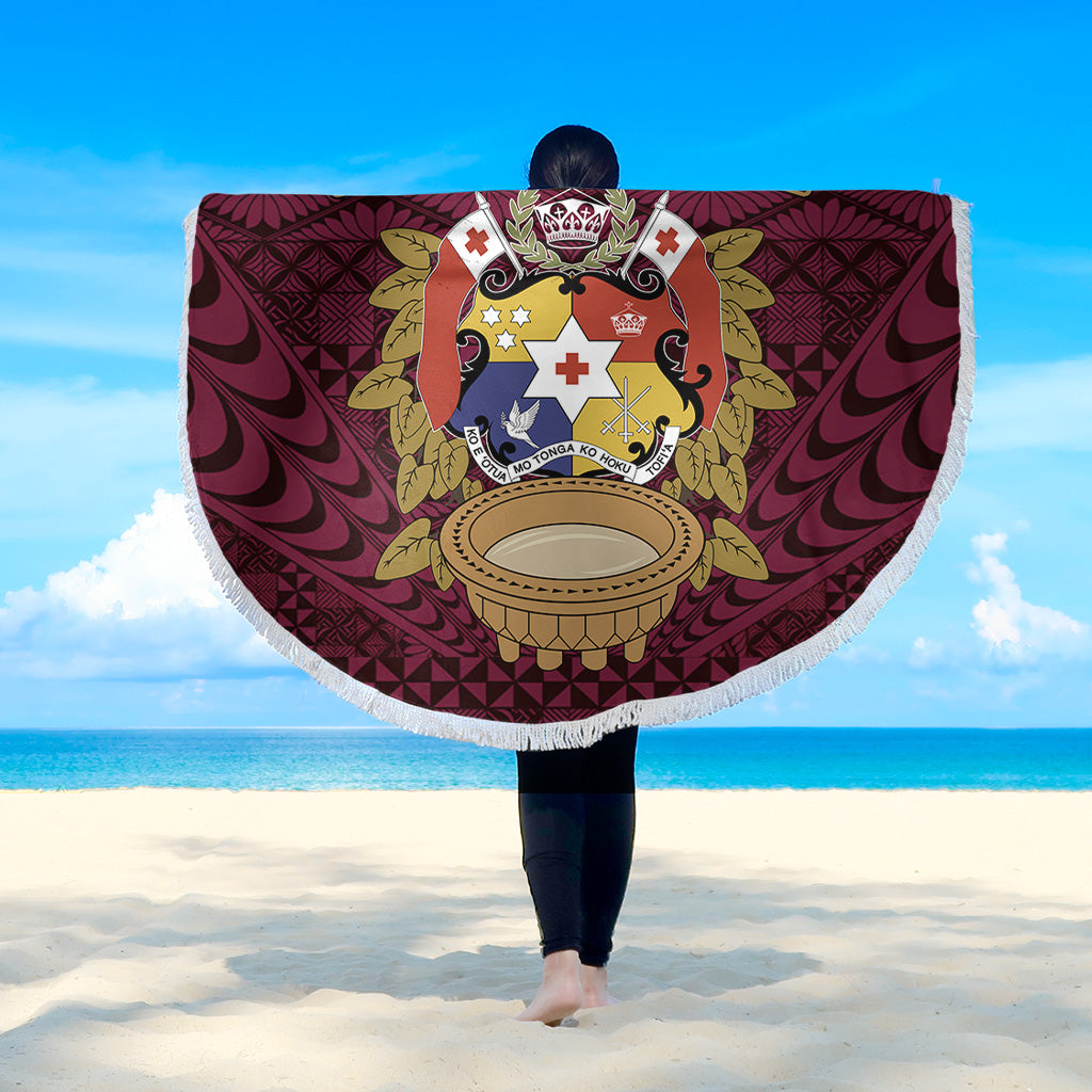 Tonga Beach Blanket Rooted In Tonga Coat Of Arms Kava Bowl Ngatu Style