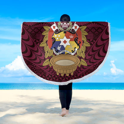 Tonga Beach Blanket Rooted In Tonga Coat Of Arms Kava Bowl Ngatu Style