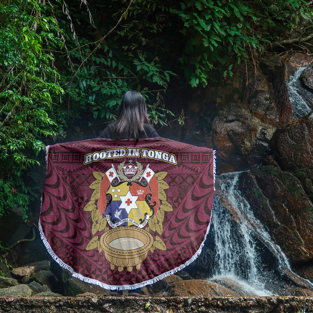 Tonga Beach Blanket Rooted In Tonga Coat Of Arms Kava Bowl Ngatu Style