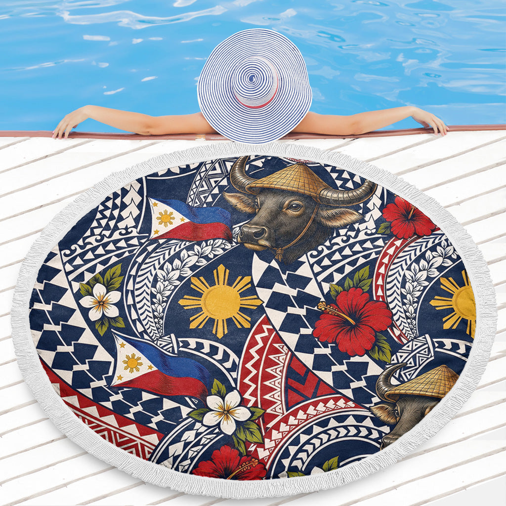 Philippines Filipinos Beach Blanket Carabao Sun Flag Floral Tribal Style