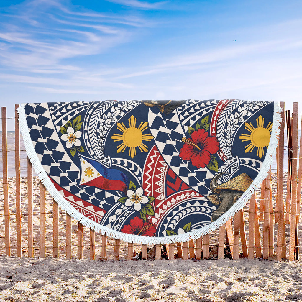Philippines Filipinos Beach Blanket Carabao Sun Flag Floral Tribal Style