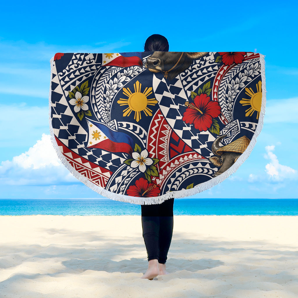 Philippines Filipinos Beach Blanket Carabao Sun Flag Floral Tribal Style