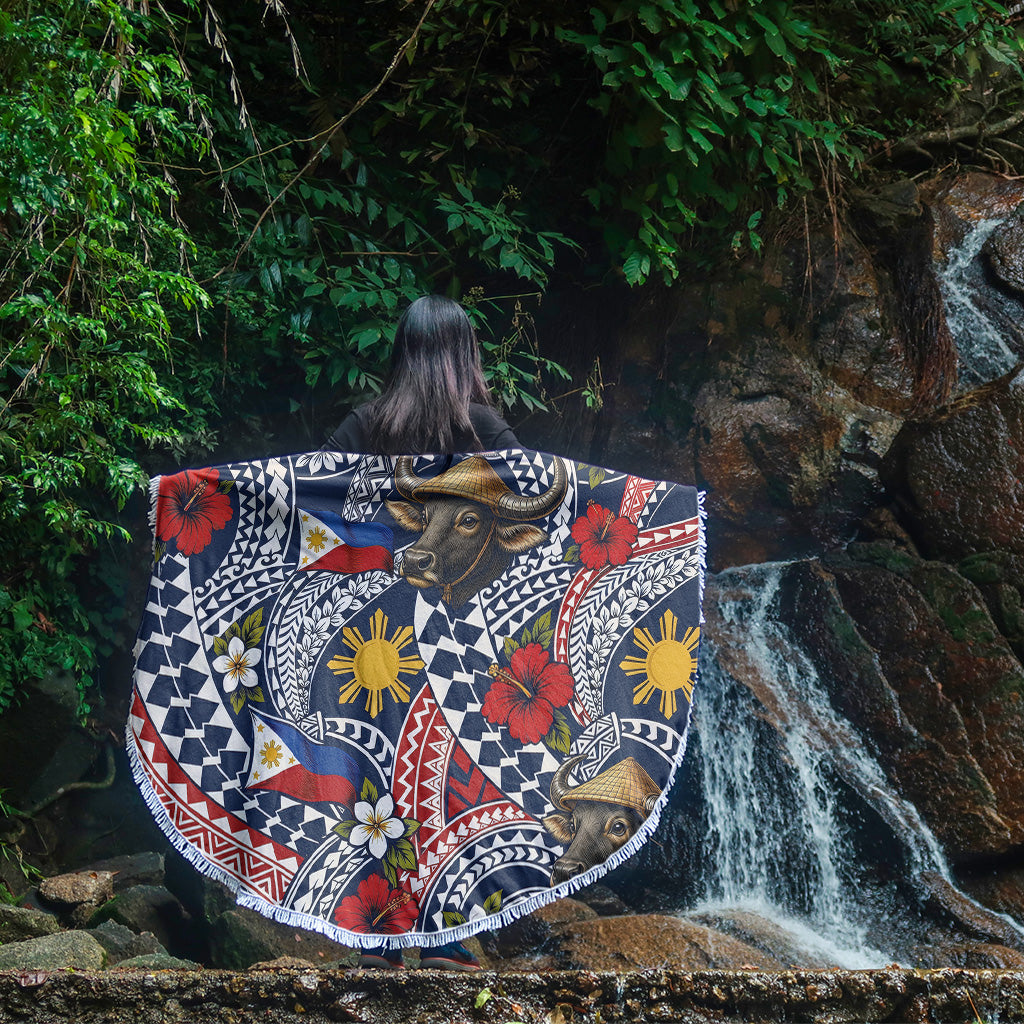 Philippines Filipinos Beach Blanket Carabao Sun Flag Floral Tribal Style