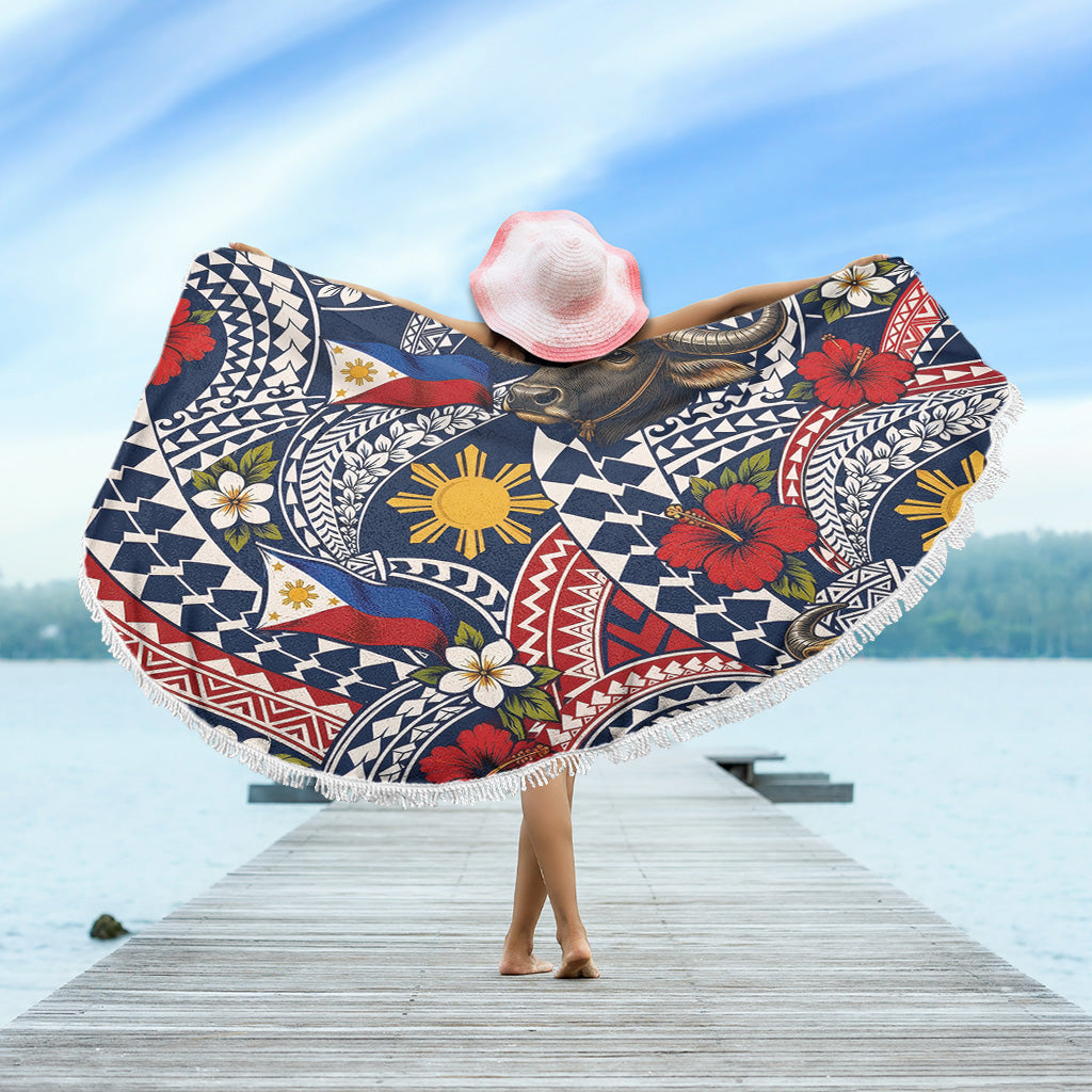 Philippines Filipinos Beach Blanket Carabao Sun Flag Floral Tribal Style