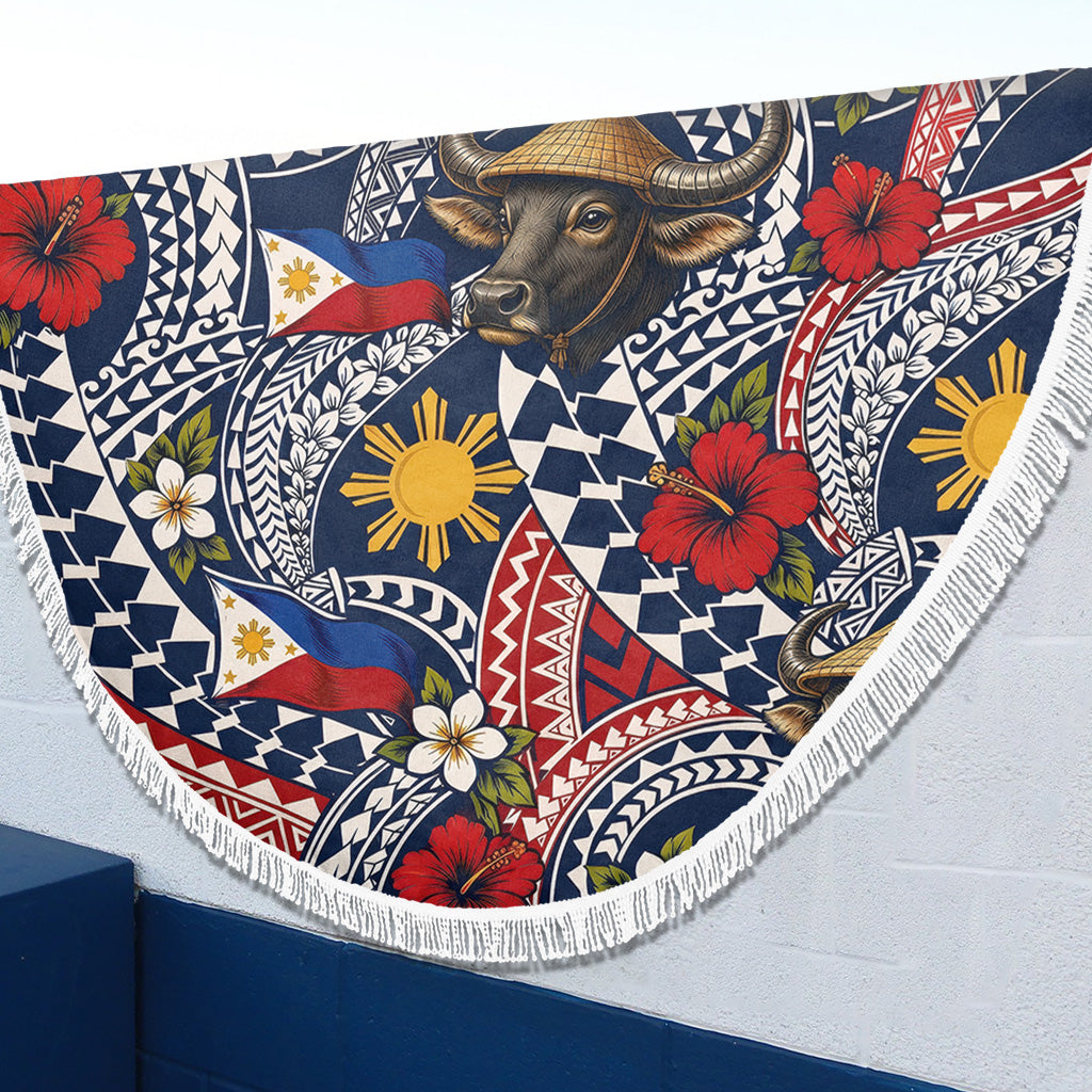 Philippines Filipinos Beach Blanket Carabao Sun Flag Floral Tribal Style