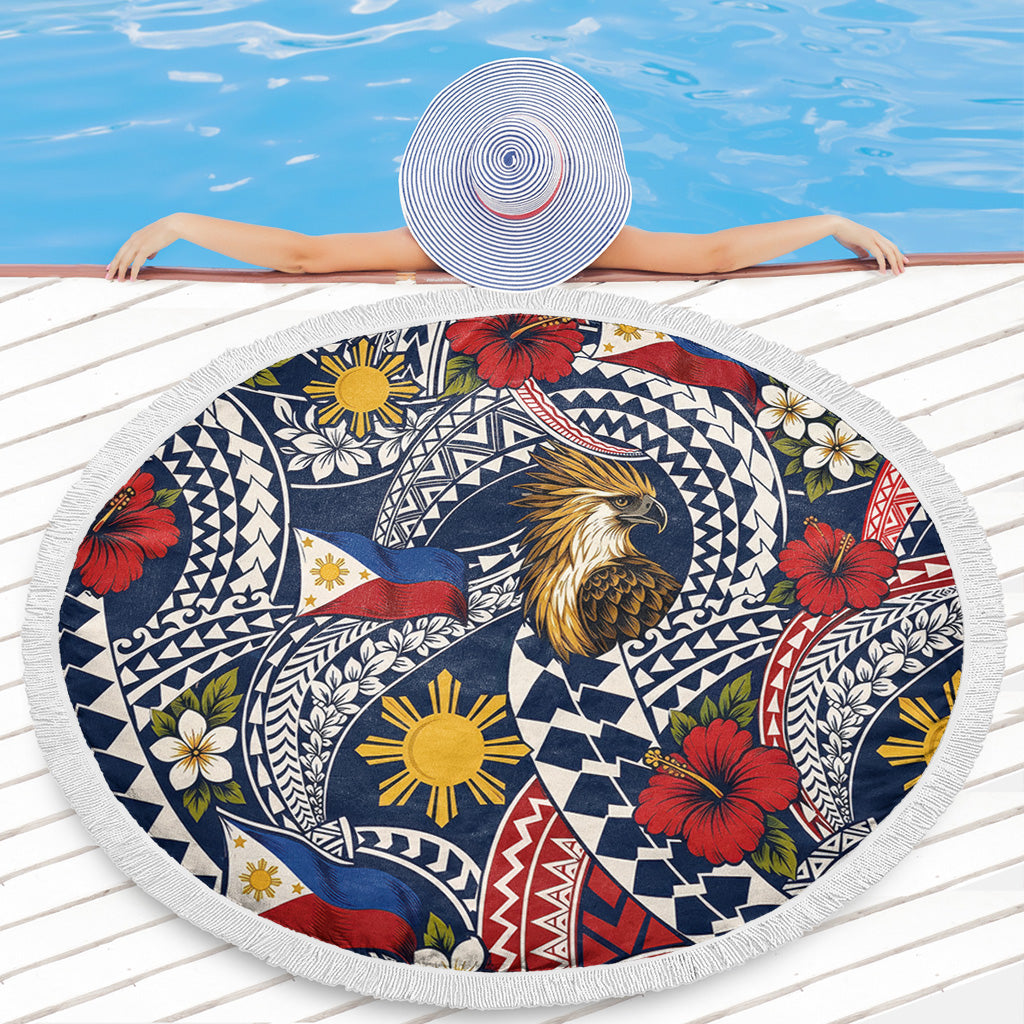 Philippines Filipinos Beach Blanket Eagle Sun Flag Floral Tribal Style