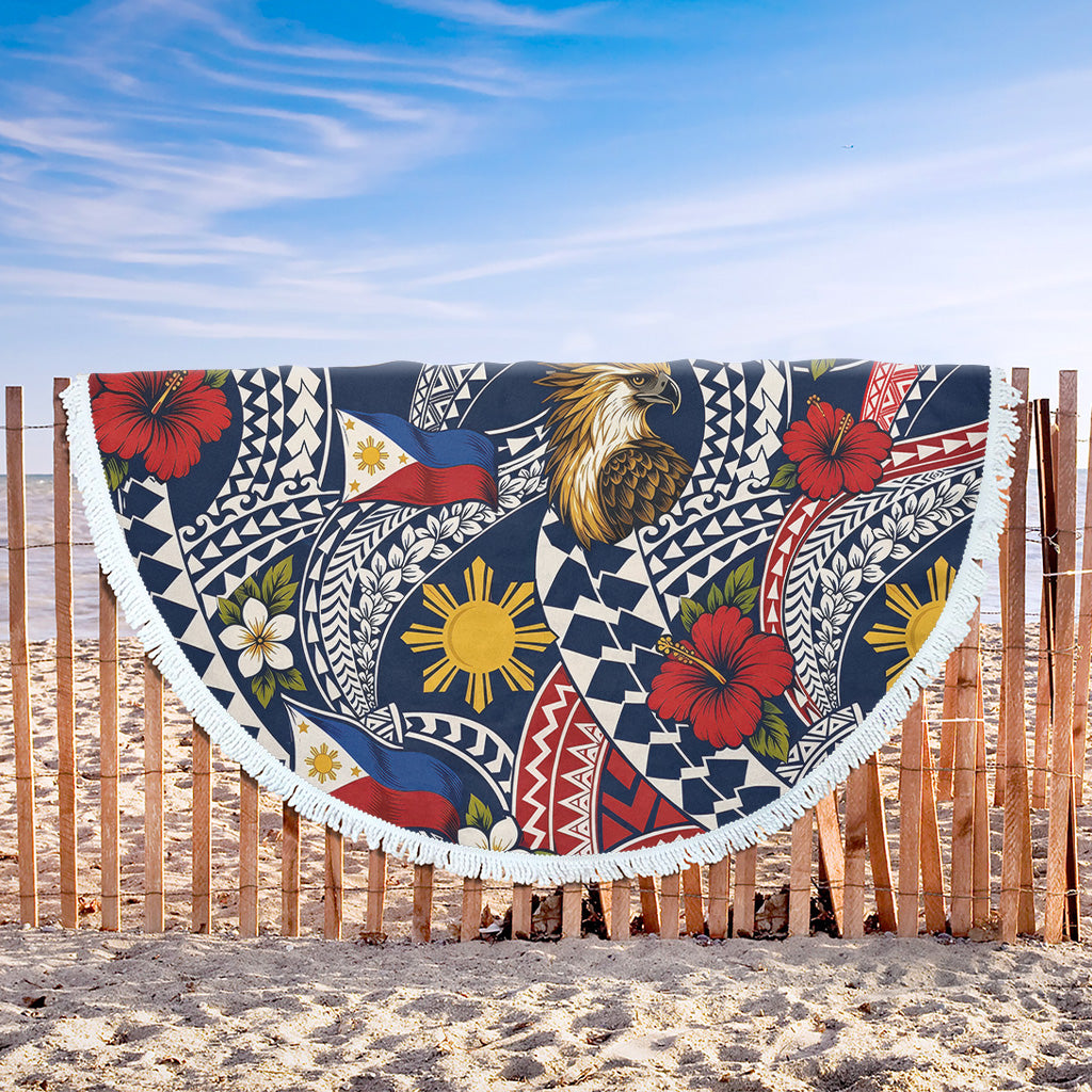 Philippines Filipinos Beach Blanket Eagle Sun Flag Floral Tribal Style