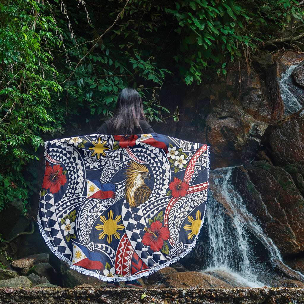 Philippines Filipinos Beach Blanket Eagle Sun Flag Floral Tribal Style