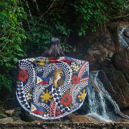 Philippines Filipinos Beach Blanket Eagle Sun Flag Floral Tribal Style